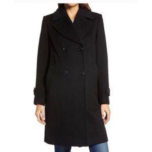 Sam Edelman Double Breasted Wool Walker Coat in Black - 10